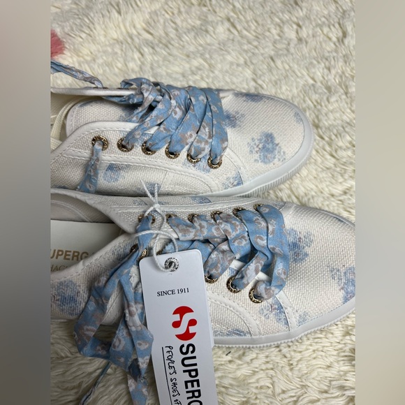Superga women’s love shack fancy white floral sneaker size 9.5 US NEW - Picture 11 of 13